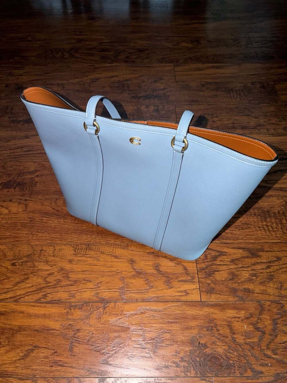 Coach Legacy Pebbled Leather Tote Light Blue